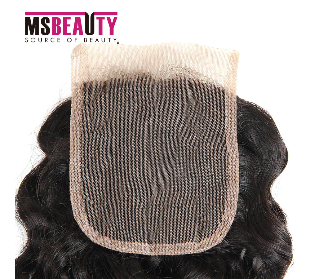 Msbeauty Virgin Remy 4x4 Lace Closure Water Wave Natural Color Free Part - MSBEAUTY HAIR