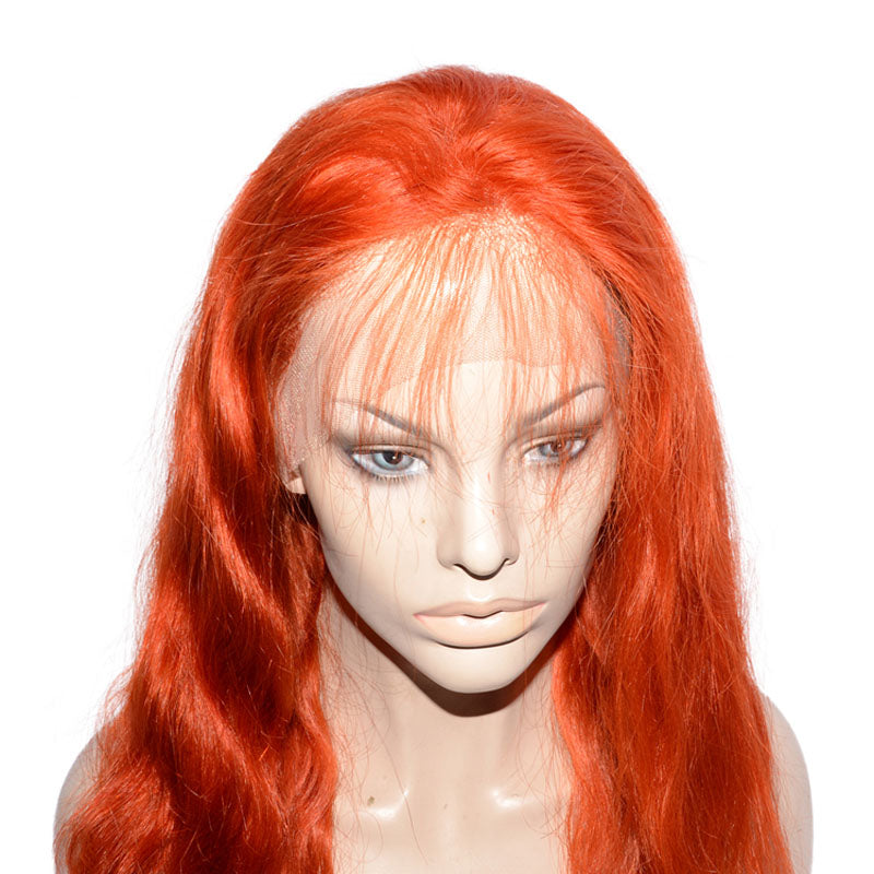 Msbeauty Aquman Princess Mera Orange Real Human Hair Quality Long Wavy Orange Wig - MSBEAUTY HAIR