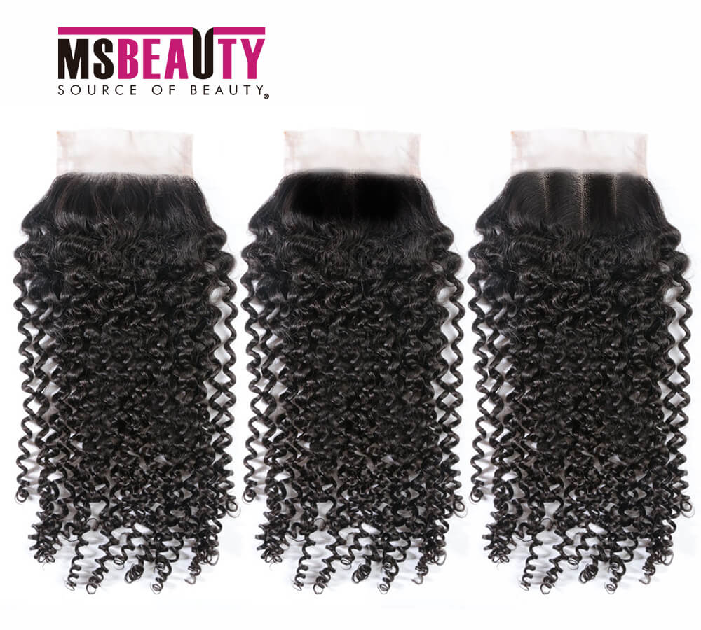 Msbeauty Virgin Human Hair Brazilian 4x4 Kinky Curly 10A Free Part Lace Closure - MSBEAUTY HAIR