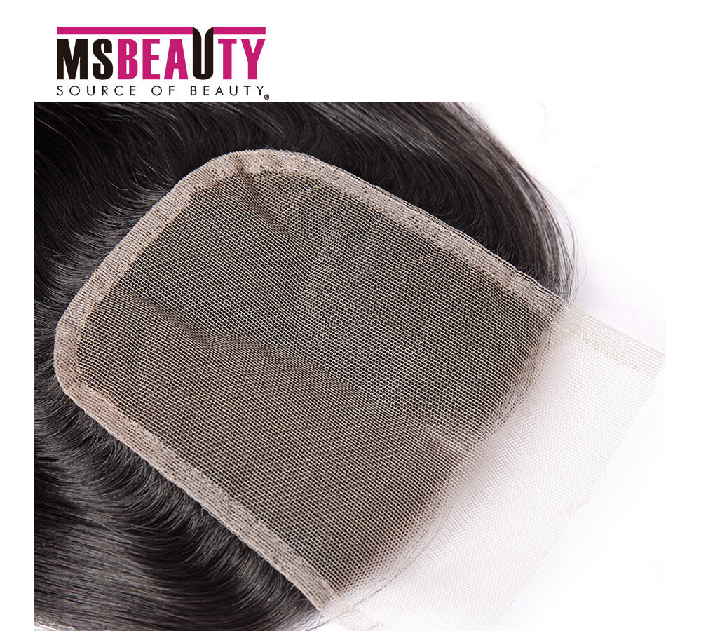 Msbeauty 10A 100% Human Hair 4x4 Free Part, Middle Part Hand Tied Transparent Lace Closure - MSBEAUTY HAIR