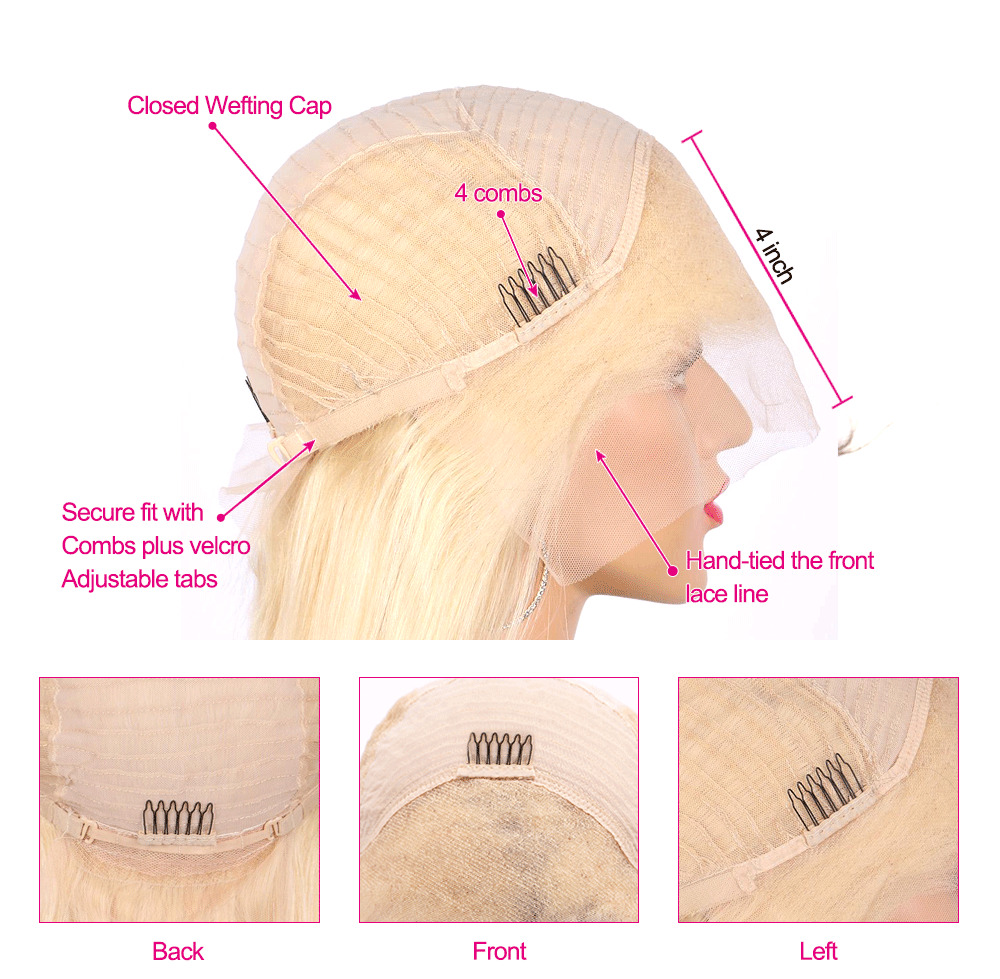 Msbeauty Pure Blonde Lace Front Silky Straight 150% Density Natural Hair Line Free Part Lace Wig - MSBEAUTY HAIR