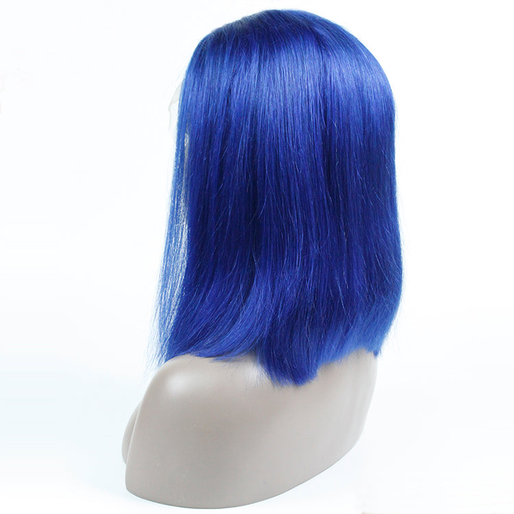 Msbeauty Royal Ombre Blue Lace Front Bob Straight Wig With Black Roots 170% Density - MSBEAUTY HAIR