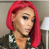 Msbeauty Lace Front Bob Straight Brazilian Red With Blakc Roots Ombre Color 14" - MSBEAUTY HAIR