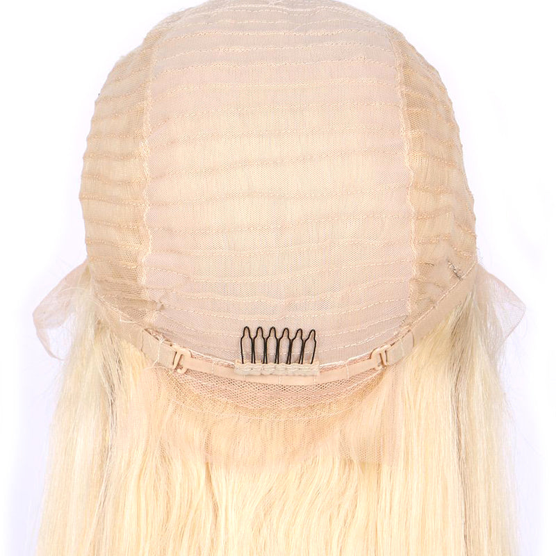 Msbeauty Pure Blonde Lace Front Silky Straight 150% Density Natural Hair Line Free Part Lace Wig - MSBEAUTY HAIR