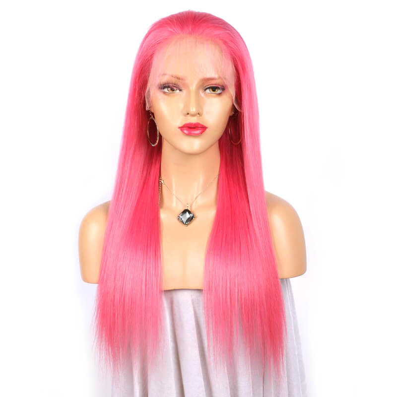 Msbeauty Hot Pink Lace Front Human Hair Wig Free Part WIth Baby Hair - MSBEAUTY HAIR