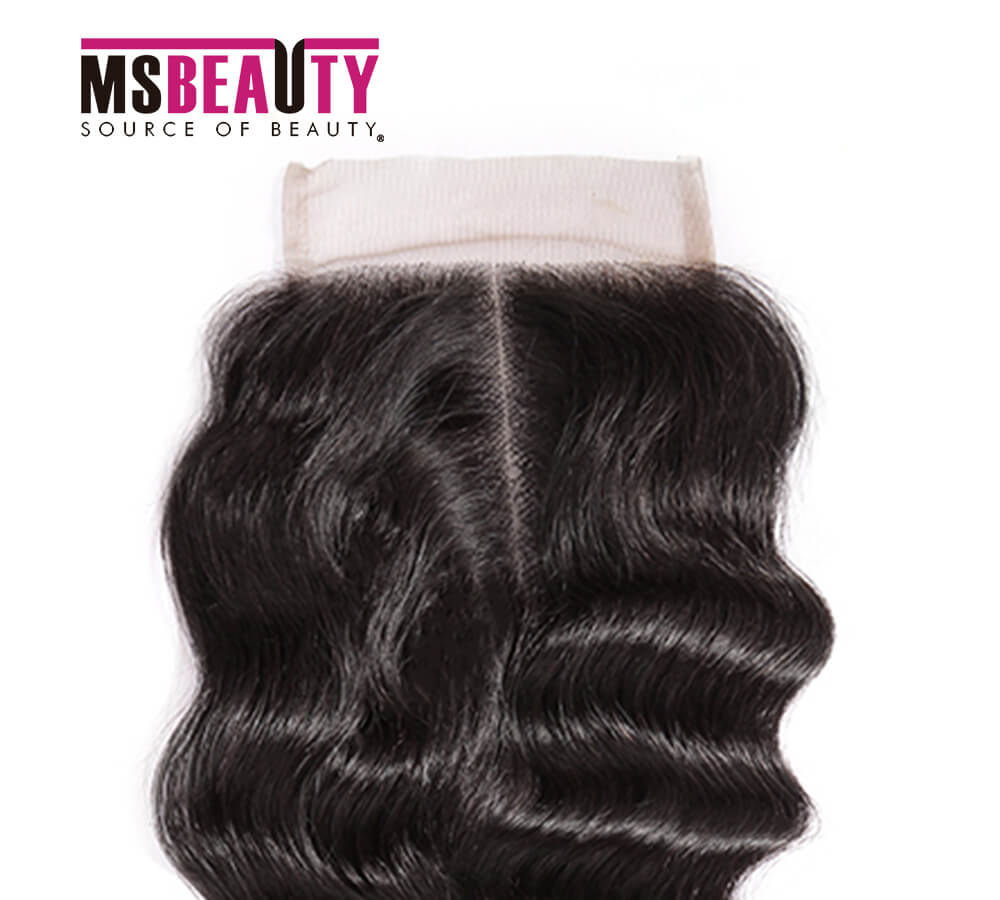 Msbeauty 4x4 Virgin Human Hair Deep Wave Lace Closure Free Part Baby Hair Pre Plucked - MSBEAUTY HAIR
