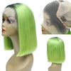 Msbeauty Summer Lace Front Wig New Color Neon Green Human Hair Wig Straight Bob Short Cut - MSBEAUTY HAIR