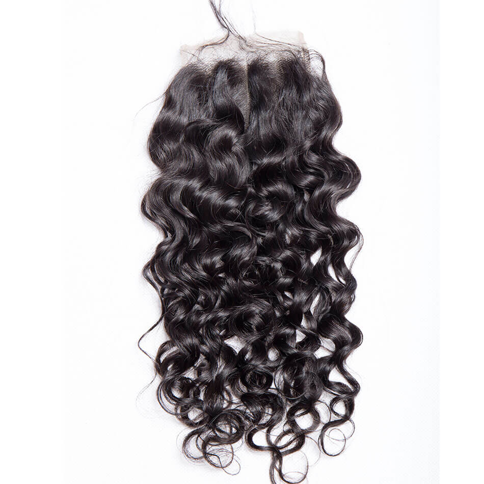Msbeauty Virgin Remy 4x4 Lace Closure Water Wave Natural Color Free Part - MSBEAUTY HAIR