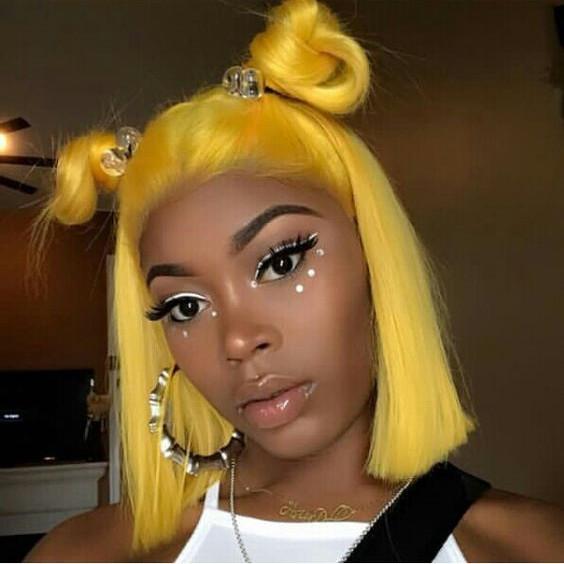 Msbeauty Mermaid Yellow Lace Front Bob Wig Brazilian Lace Front 2019 Summer Wig Trendy Color - MSBEAUTY HAIR