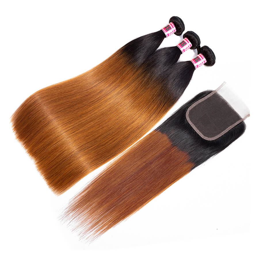 Msbeauty Brazilian Straight Hair 3 Pcs Sales With 4x4 Lace Closure Free Part Pre Plucked - MSBEAUTY HAIR