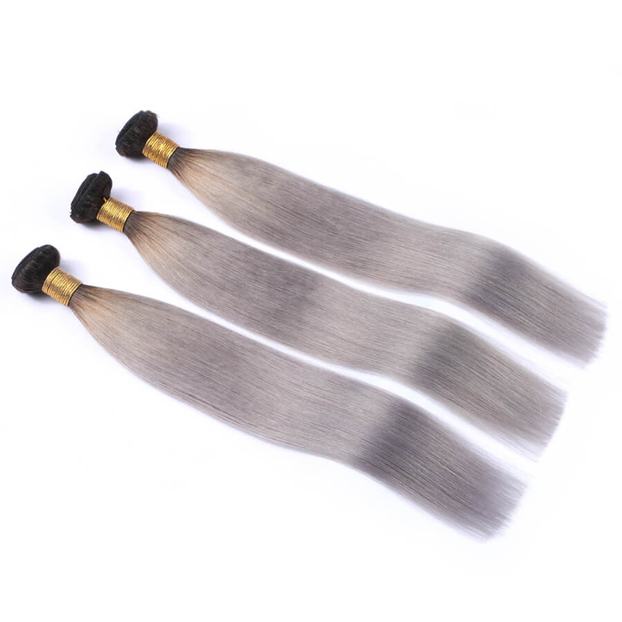 Msbeauty Straight Brazilian Silver Human Hair Bundles 3 Pcs Sales T1B/Grey Best Seller - MSBEAUTY HAIR