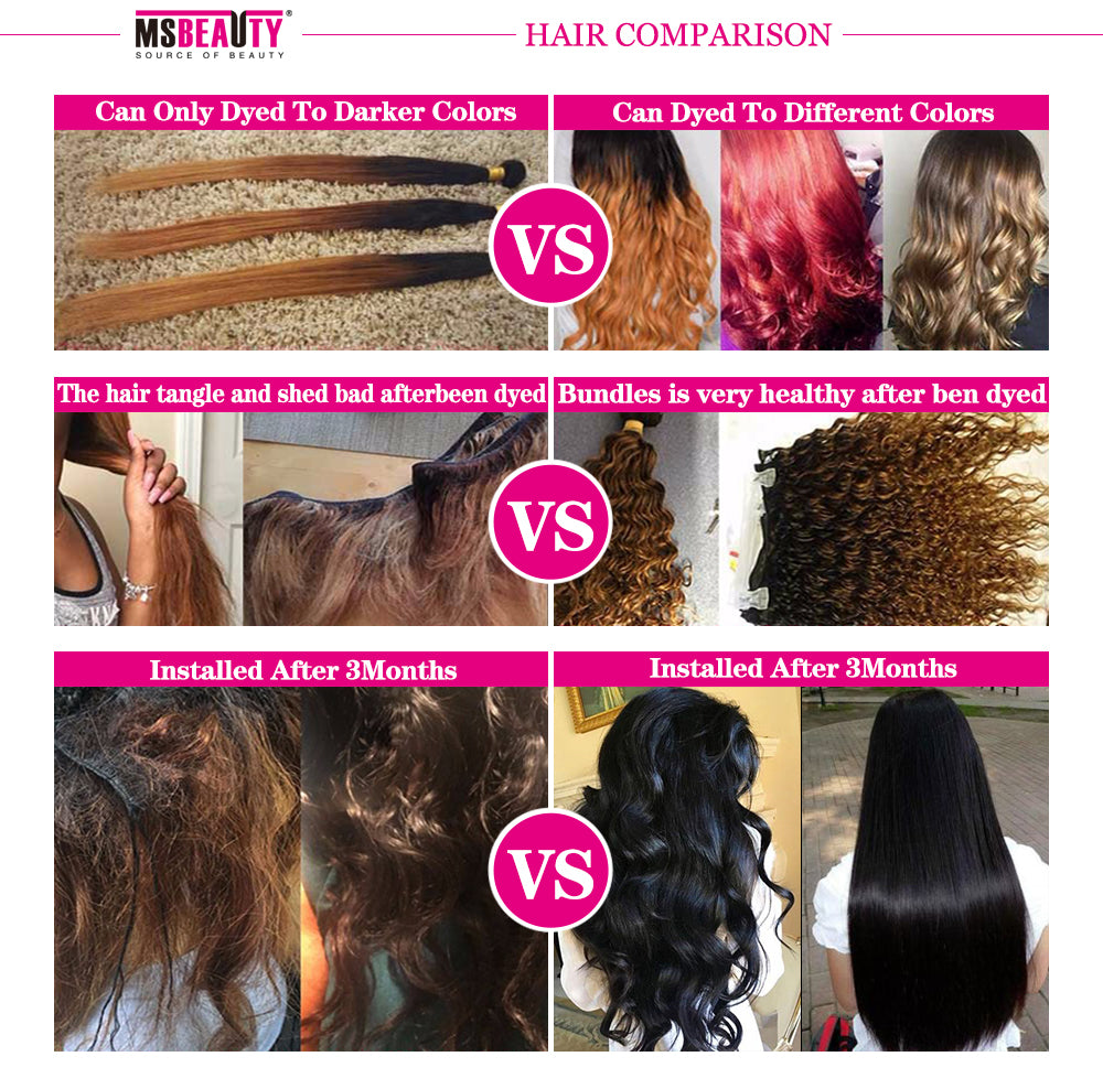 Msbeauty Peruvian Straight Unprocessed Remy 3 Bundles 4x4 Lace Closure Natural 1B Free Part - MSBEAUTY HAIR