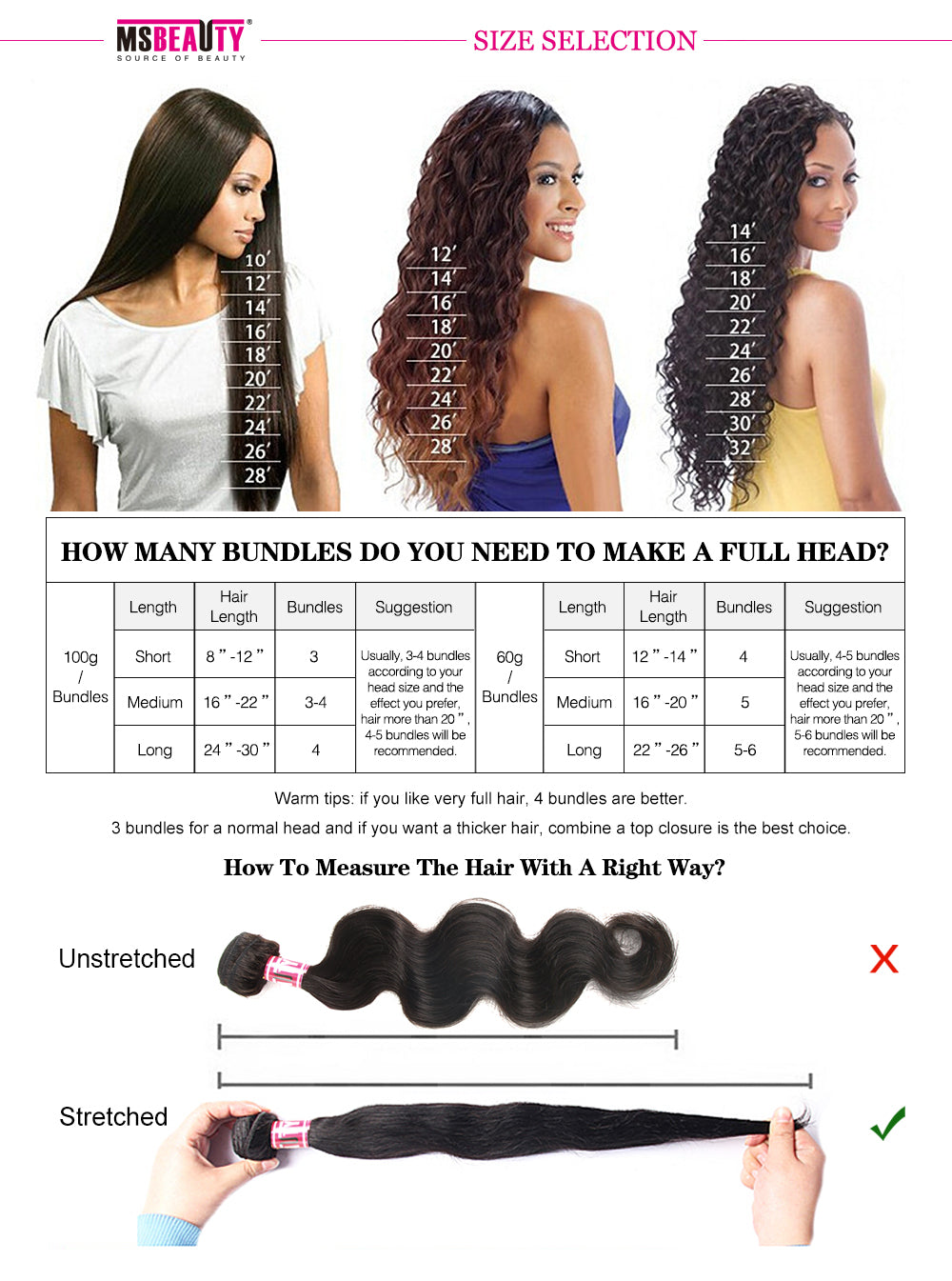 Msbeauty Best Quality Indian Raw Remy Hair Bundles 4Pcs/Pack 8"-30" Free Shipping - MSBEAUTY HAIR