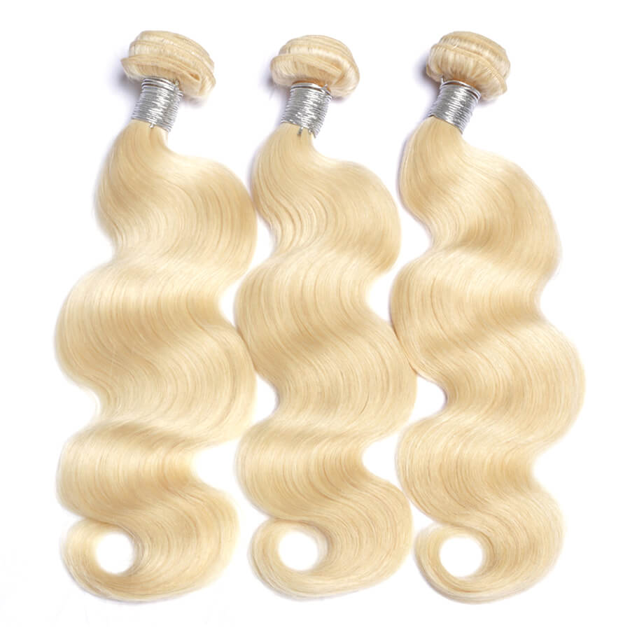 Msbeauty Brazilian Body Wave Unprocessed Blonde Human Hair 3 Bundles With Lace Closure - MSBEAUTY HAIR