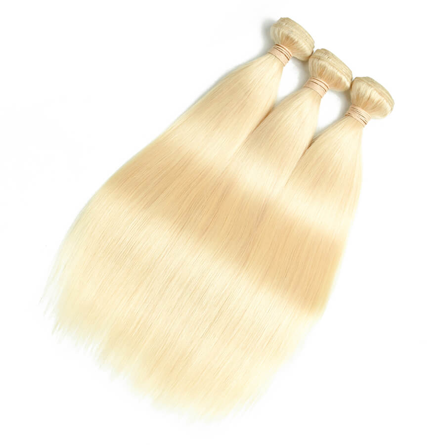 Msbeauty Straight 10A Blonde Human Hair Bundles 3 Pcs With Lace Frontal Closyre Straight Hair Weave - MSBEAUTY HAIR