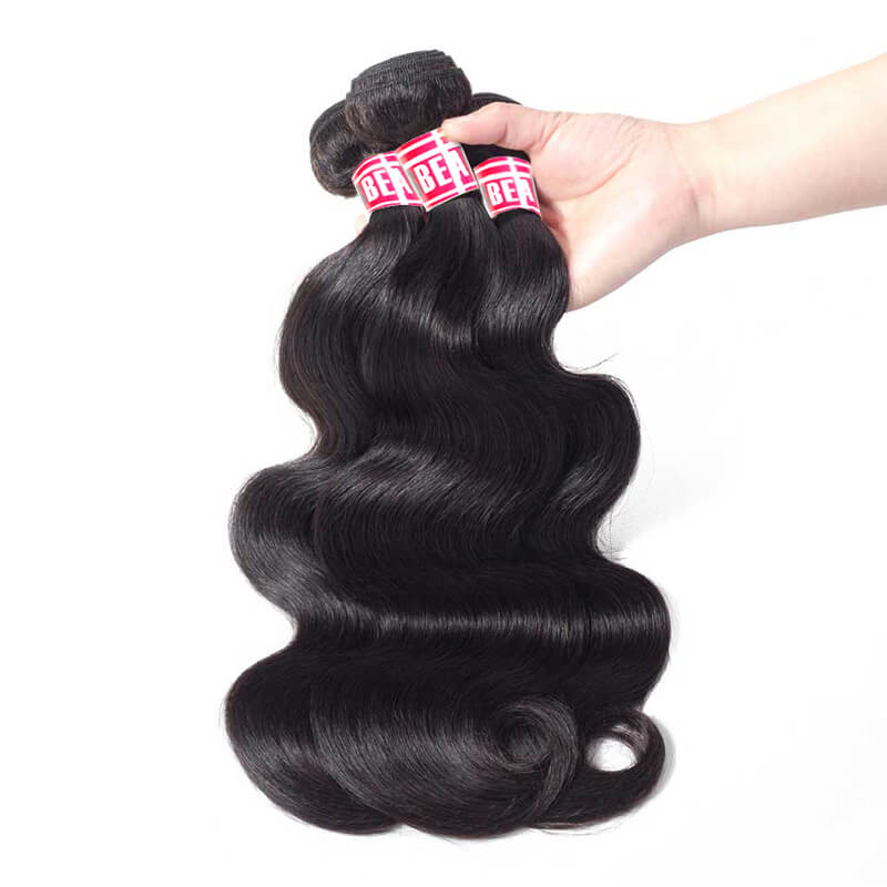 Msbeauty Brazilian Body Wave 3 Bundles Hair Weaves With 4x4 Free Part Lace Closure Natural Black - MSBEAUTY HAIR