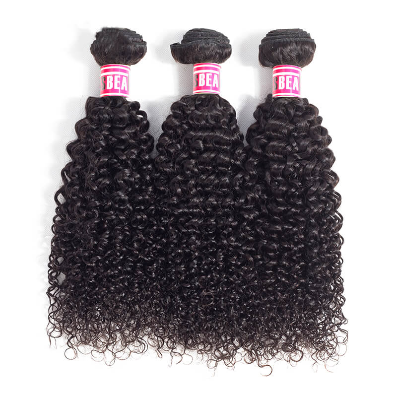 Msbeauty Brazilian Remy Hair Curly Hair Bundles 3 Pcs/ Pack With 4x4 Lace Closure Free Part - MSBEAUTY HAIR