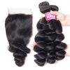 Msbeauty 8A Loose Wave Virgin Remy Human Hair 3 Bundles Deal With 4x4 Lace Closure Free Part - MSBEAUTY HAIR