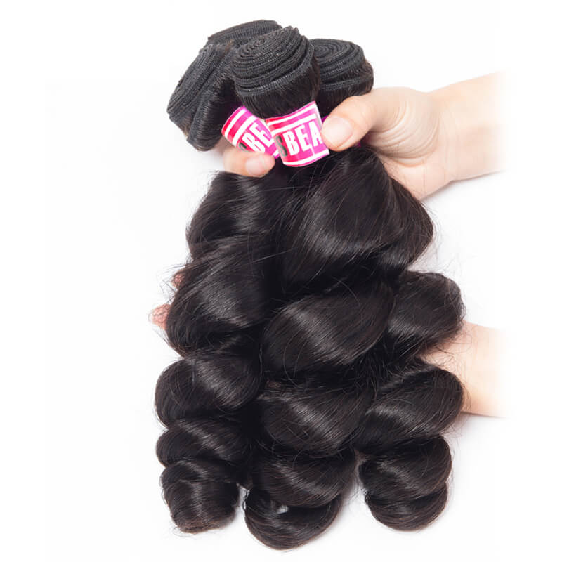 Msbeauty Loose Wave Indian Remy Bundles 3 Pcs With Free 13x4 Lace Frontal Closure Long Wavy - MSBEAUTY HAIR