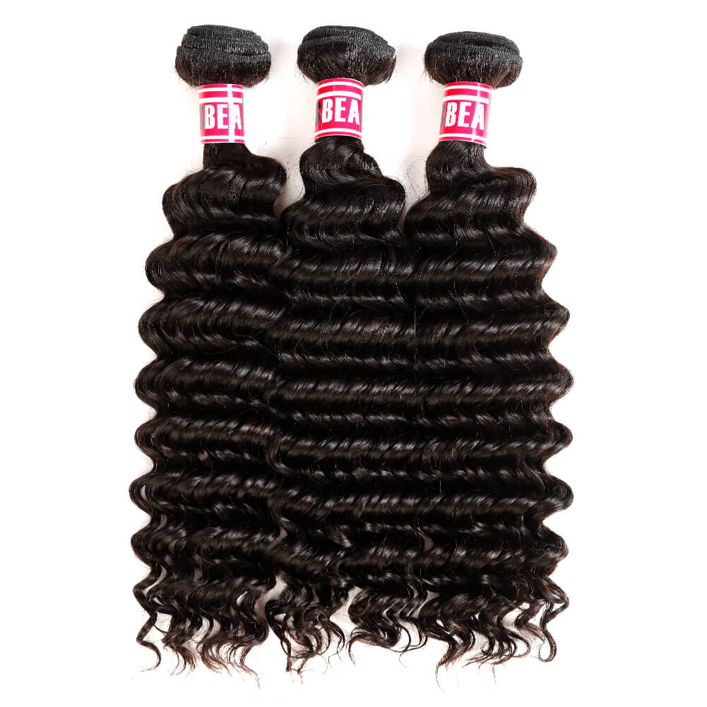 Msbeauty Best Seller Curly Hair Bundles Malaysian Deep Wave 3 Pcs with 13*4 Frontal Closure - MSBEAUTY HAIR